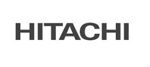 Black text showing the word "HITACHI" in bold, uppercase letters against a white background.