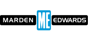 Logo of Marden Edwards with "Marden" in white text on a black background, "ME" in white on a blue background, and "Edwards" in white on a black background.