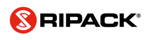 Logo for Ripack featuring a stylized red circular icon with a white "R" inside and the text "RIPACK" in bold black letters to the right.